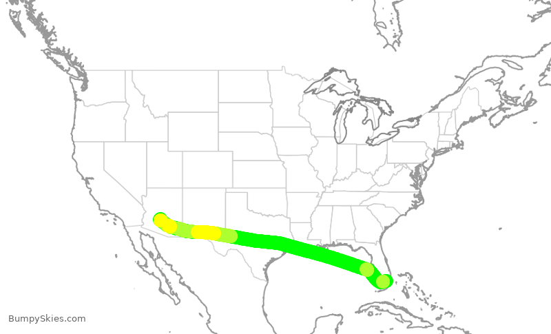 Turbulence forecast map for AAL1983, MIA to PHX