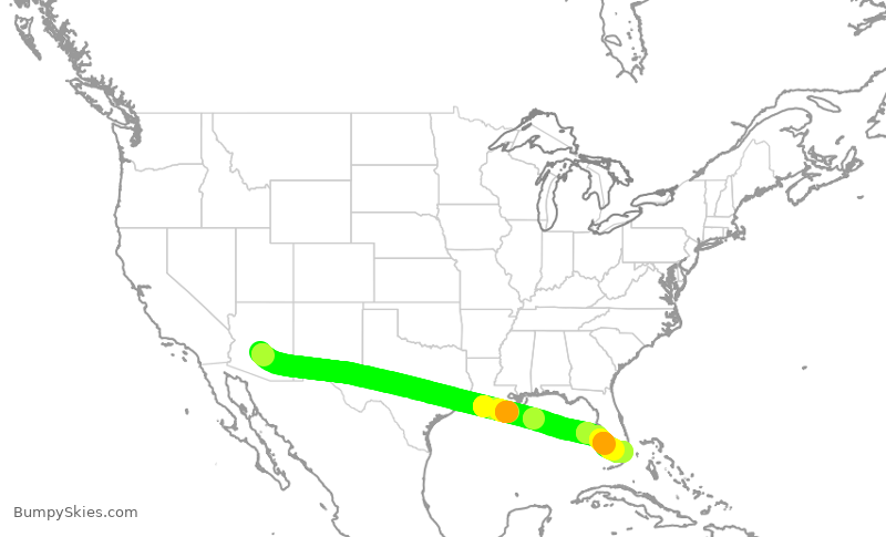 Turbulence forecast map for AAL1983, PHX to MIA