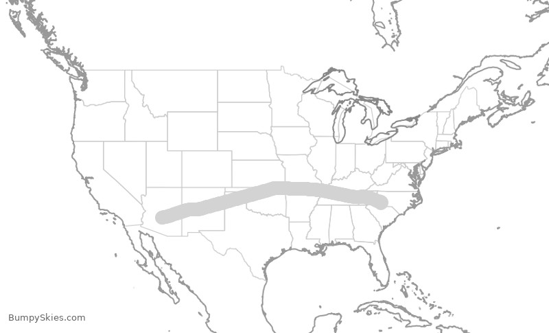 Turbulence forecast map for AAL1986, PHX to CLT