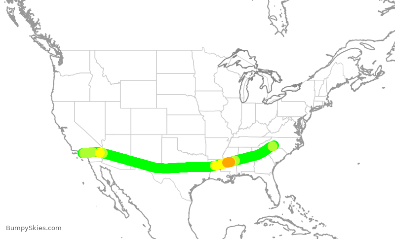 Turbulence forecast map for AAL1988, CLT to LAX