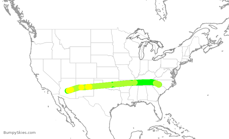 Turbulence forecast map for AAL1990, PHX to CLT