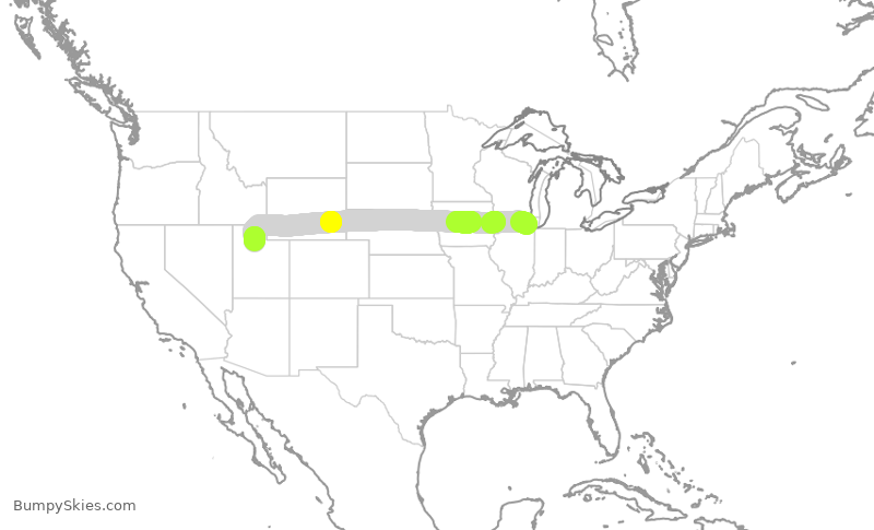 Turbulence forecast map for AAL1991, ORD to SLC