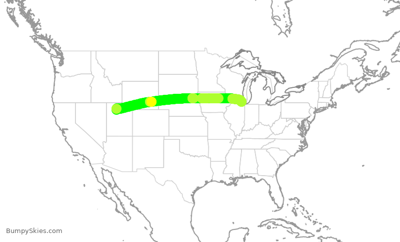 Turbulence forecast map for AAL1991, SLC to ORD