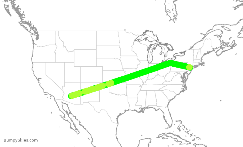 Turbulence forecast map for AAL1997, PHX to EWR