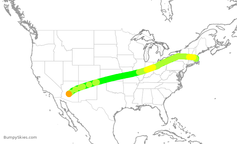 Turbulence forecast map for AAL1999, BOS to PHX