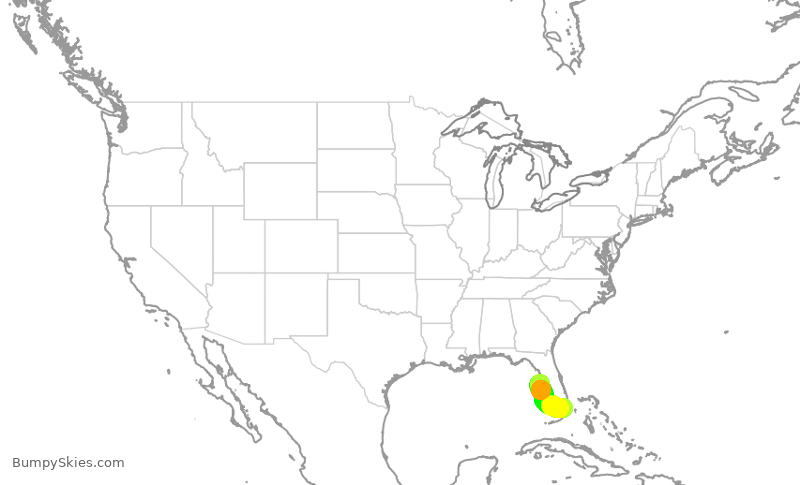 Turbulence forecast map for AAL1999, TPA to MIA