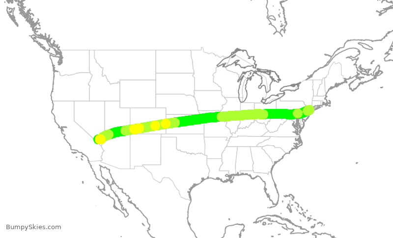 Turbulence forecast map for AAL2002, JFK to LAS