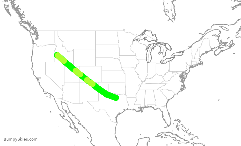 Turbulence forecast map for AAL2019, DFW to BOI