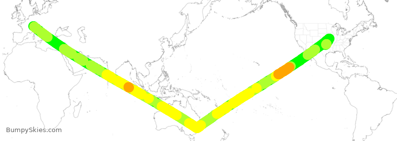 Turbulence forecast map for AAL201, ZRH to DFW
