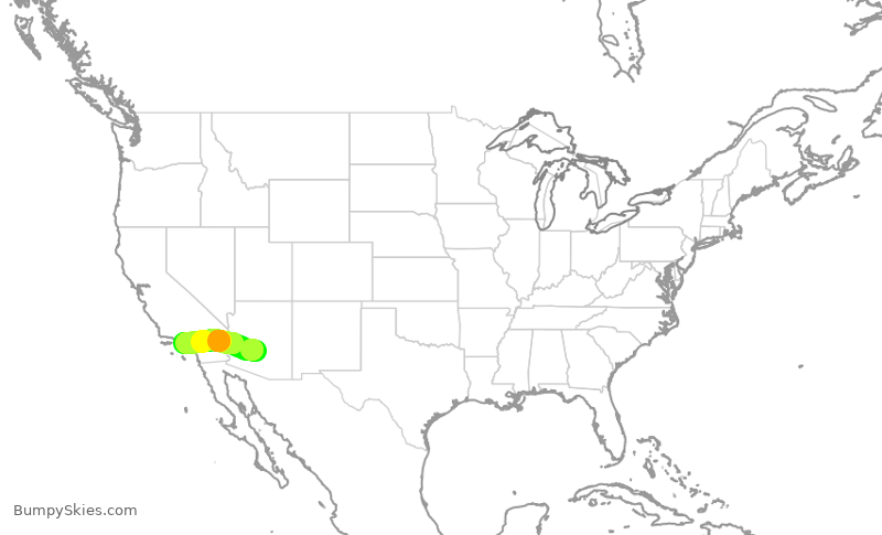 Turbulence forecast map for AAL2027, PHX to LAX