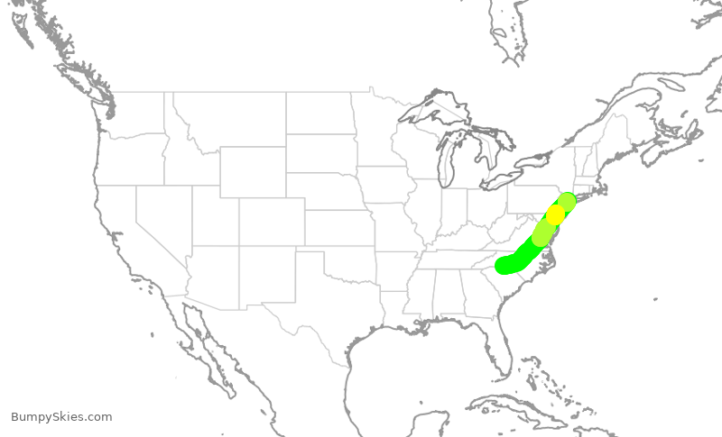 Turbulence forecast map for AAL2031, CLT to LGA