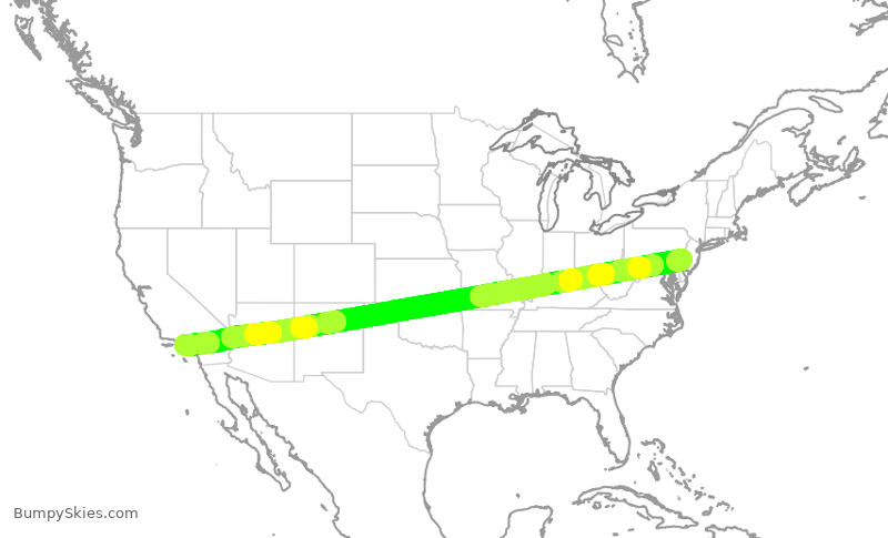 Turbulence forecast map for AAL2031, PHL to LAX