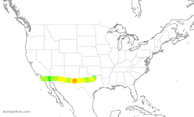 Turbulence forecast map for AAL2034, SAN to DFW