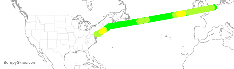 Turbulence forecast map for AAL203, HAM to PHL