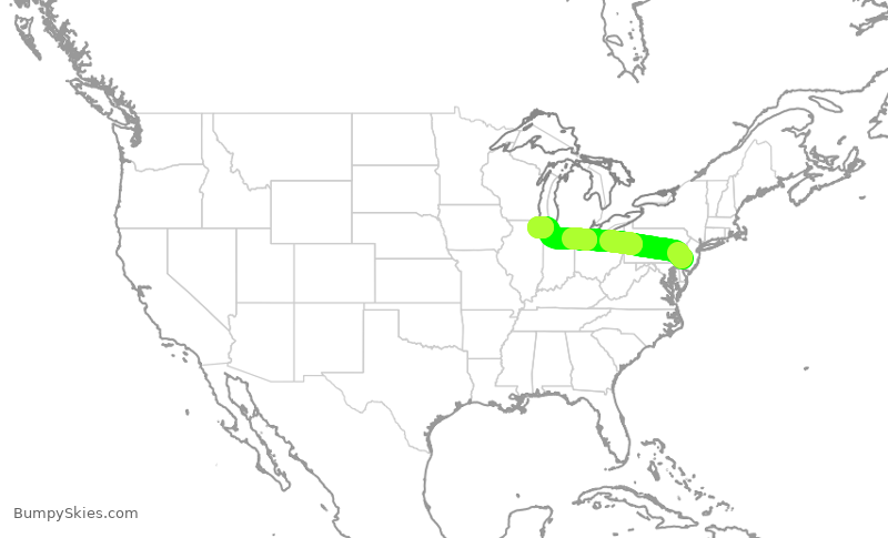 Turbulence forecast map for AAL2041, PHL to ORD