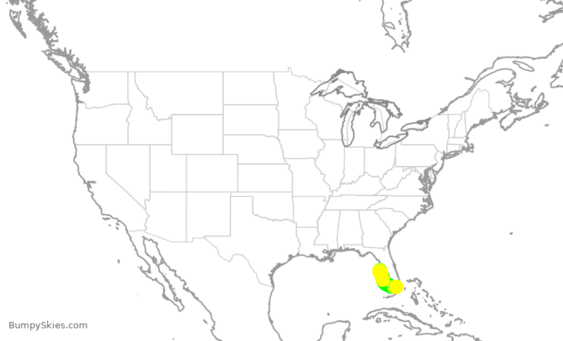 Turbulence forecast map for AAL2041, TPA to MIA
