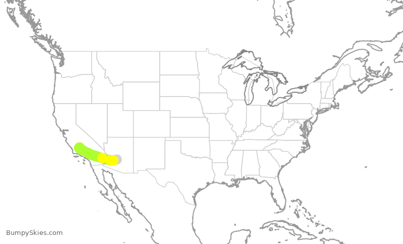 Turbulence forecast map for AAL2051, BFL to PHX