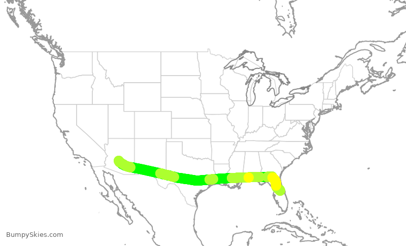 Turbulence forecast map for AAL2054, PHX to MCO