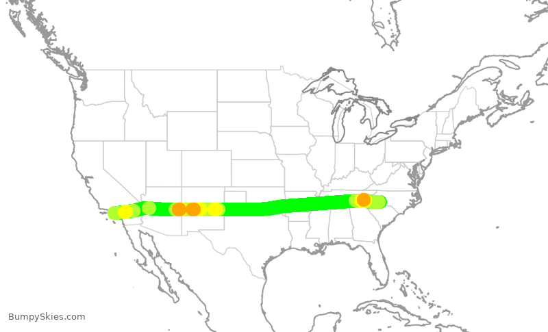 Turbulence forecast map for AAL2055, CLT to LAX