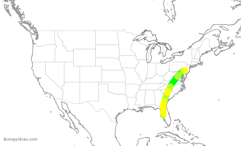 Turbulence forecast map for AAL2055, PHL to TPA