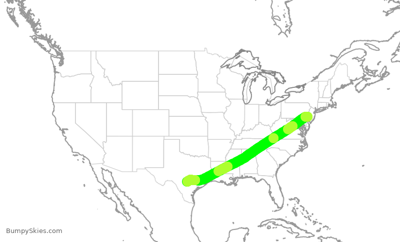 Turbulence forecast map for AAL2058, PHL to SAT