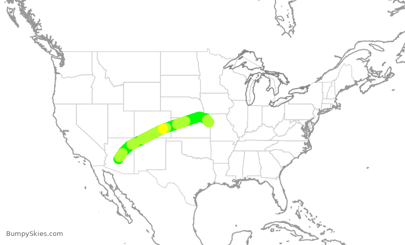 Turbulence forecast map for AAL2058, PHX to MCI