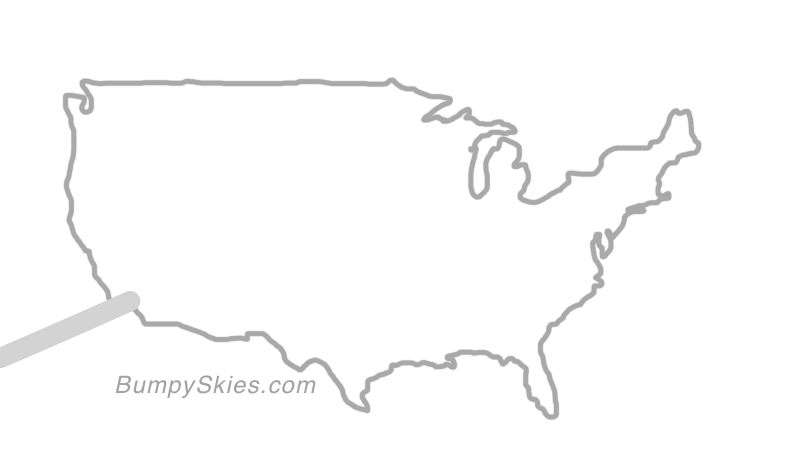 Map of continental US with illustrated flight path and turbulence forecast (described in text below)