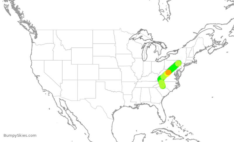 Turbulence forecast map for AAL2064, AVP to CLT