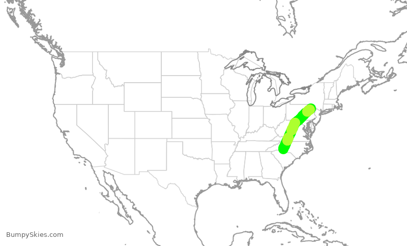 Turbulence forecast map for AAL2064, CLT to AVP