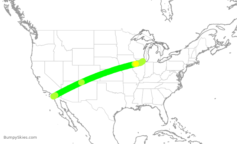 Turbulence forecast map for AAL2065, SAN to ORD