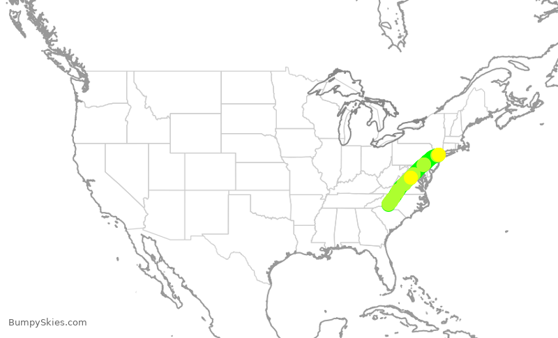 Turbulence forecast map for AAL2068, LGA to CLT