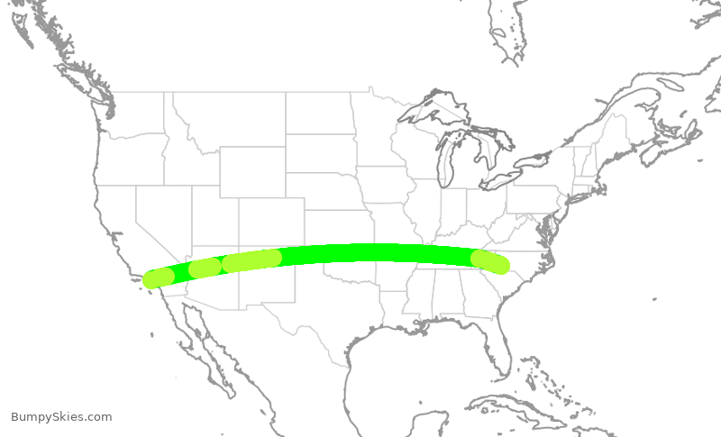 Turbulence forecast map for AAL2070, LAX to CLT