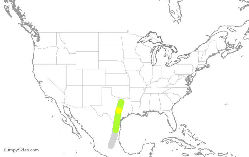 Turbulence forecast map for AAL2071, DFW to MQT