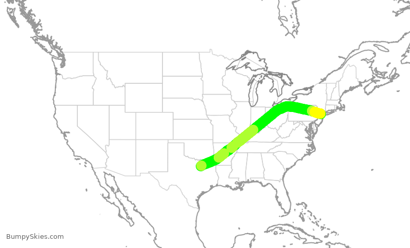 Turbulence forecast map for AAL2072, DFW to EWR