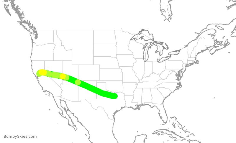 Turbulence forecast map for AAL2078, DFW to SMF