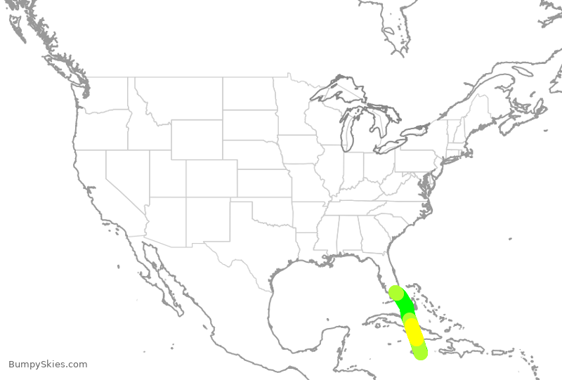 Turbulence forecast map for AAL2079, KIN to MIA