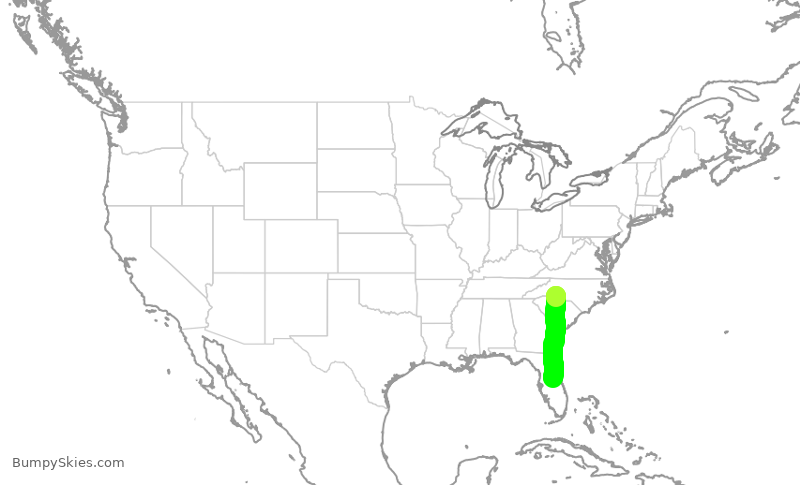 Turbulence forecast map for AAL2084, CLT to MCO