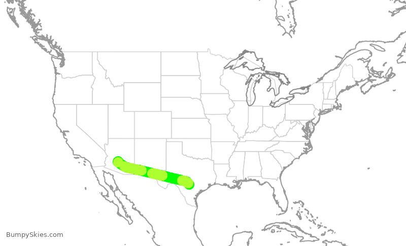 Turbulence forecast map for AAL2086, SAT to PHX