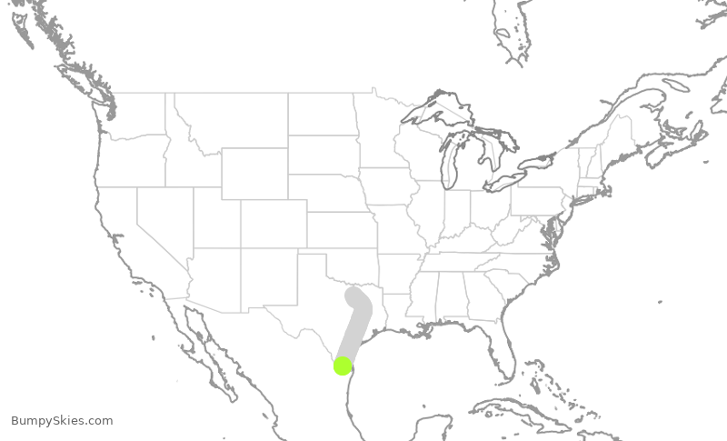 Turbulence forecast map for AAL2091, MFE to DFW