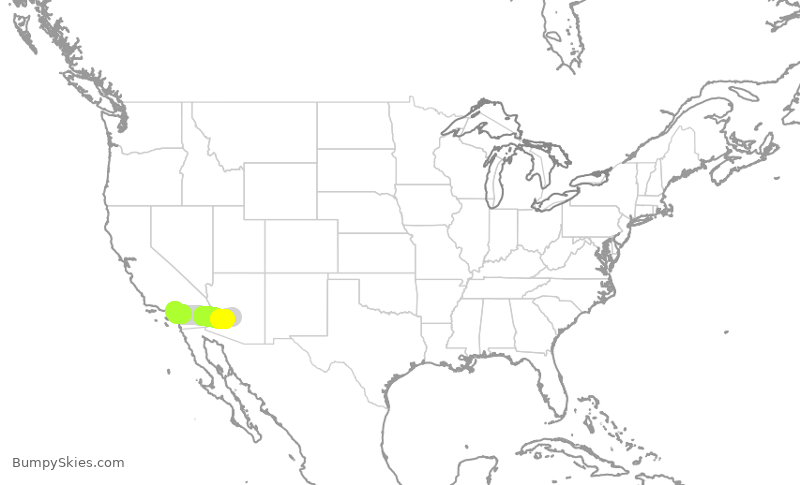 Turbulence forecast map for AAL2094, ONT to PHX