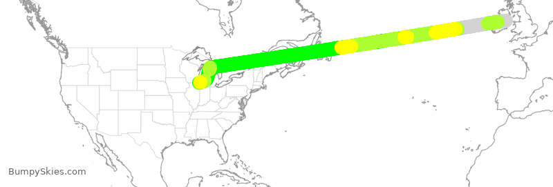 Turbulence forecast map for AAL209, IDW to ORD