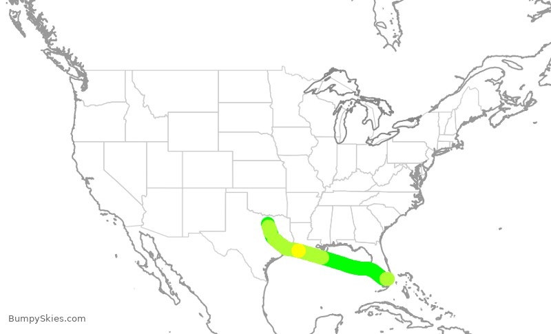Turbulence forecast map for AAL2104, DFW to FLL