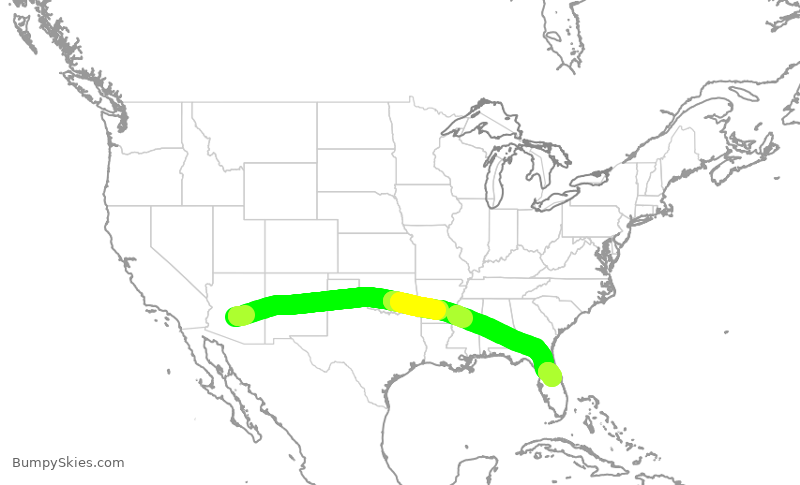 Turbulence forecast map for AAL2105, PHX to MCO