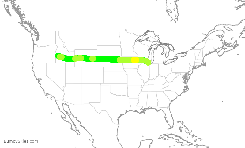 Turbulence forecast map for AAL2116, BOI to ORD