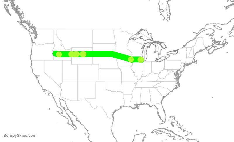 Turbulence forecast map for AAL2116, ORD to BOI
