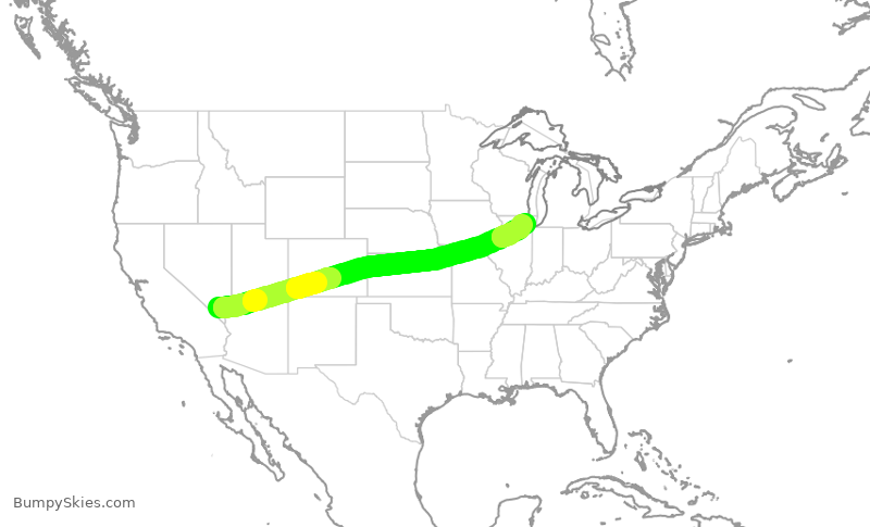 Turbulence forecast map for AAL2118, LAS to ORD