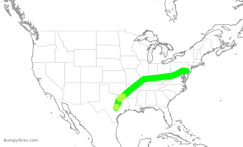 Turbulence forecast map for AAL2122, PHL to AUS