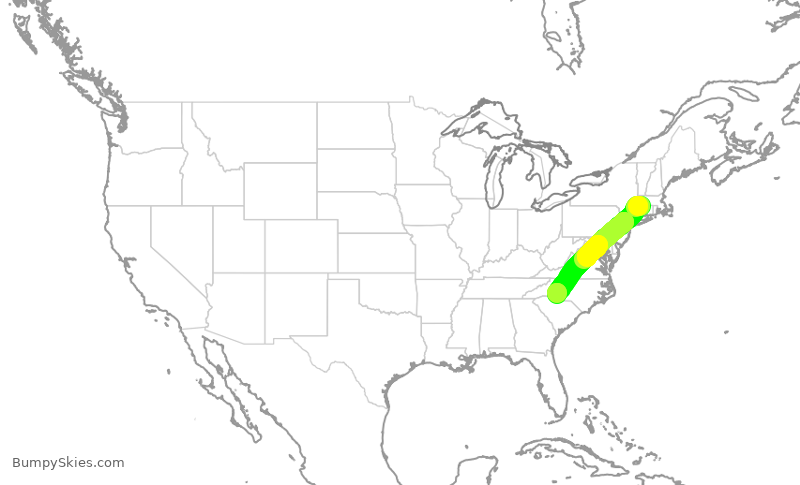Turbulence forecast map for AAL2133, BDL to CLT