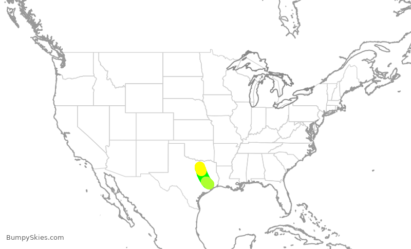 Turbulence forecast map for AAL2142, DFW to IAH