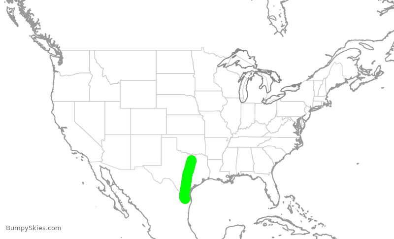 Turbulence forecast map for AAL2145, DFW to MFE